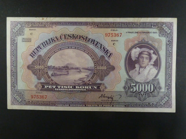 5000 Kč 1920 série C, neperforovaná