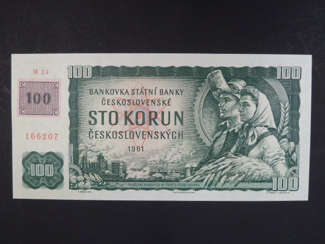 100 Kč 1961 s. M 24, kolek, Ba. CZ 1e, Pi. 1