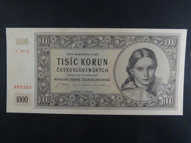 1000 Kčs 16.5.1945 série E 09