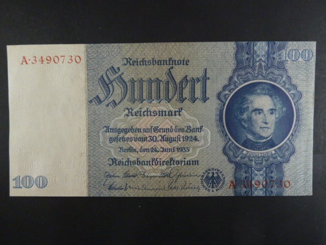 Německo, 100 RM 1935 série A,válečné vydání