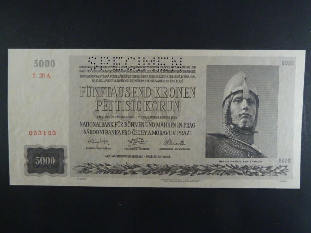 5000 K 24.2.1944 série 20 A, perf. SPECIMEN