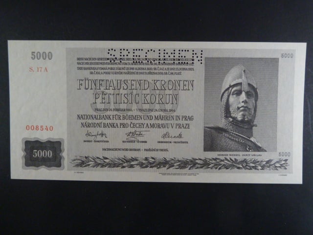 5000 K 24.2.1944 série 17 A, perf. SPECIMEN