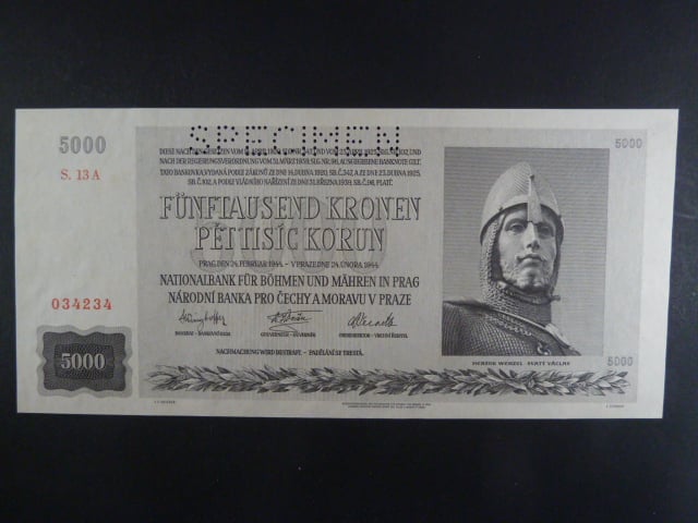 5000 K 24.2.1944 série 13 A, perf. SPECIMEN