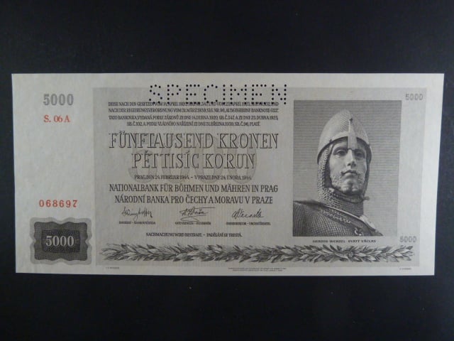 5000 K 24.2.1944 série 06 A, perf. SPECIMEN