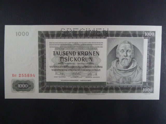 1000 K 24.10.1942 série Ec, III. vydání, perf. SPECIMEN