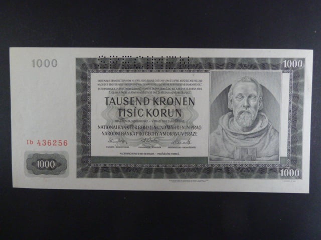 1000 K 24.10.1942 série Ib, II. vydání, perf. SPECIMEN