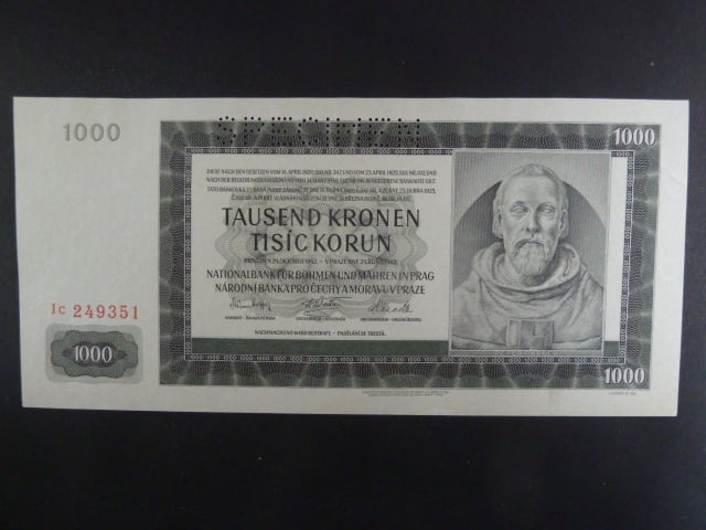1000 K 24.10.1942 série Ic, III. vydání, perf. SPECIMEN