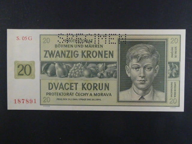 20 K 24.1.1944, série 05 G, perf. SPECIMEN
