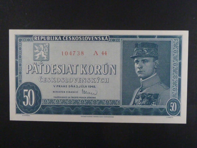 50 Kčs 3.7.1948, serie A 44