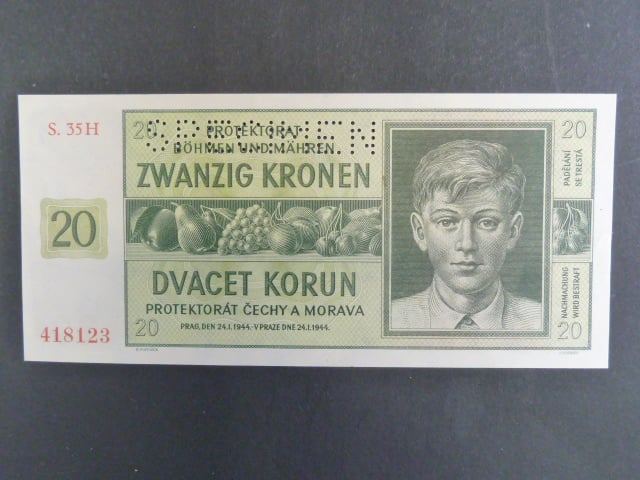 20 K 24.1.1944, série 35 H, perf. SPECIMEN