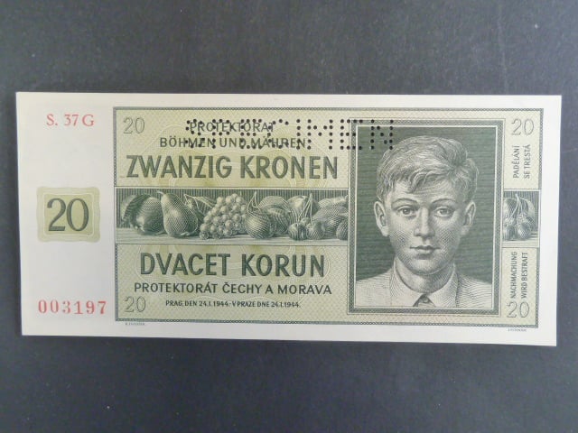 20 K 24.1.1944, série 37 G, perf. SPECIMEN