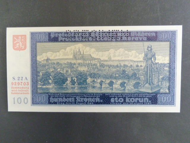 100 K 1940, série 22 A I. vydání, perf. SPECIMEN