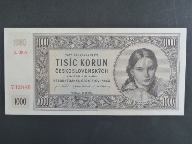 1000 Kčs 16.5.1945 série A 08