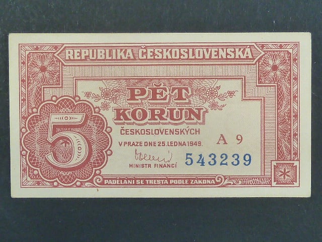 5 Kčs 25.1.1949 série 9