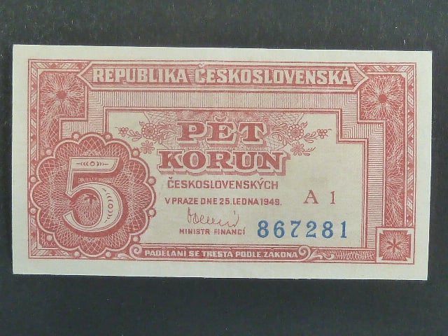 5 Kčs 25.1.1949 série 1