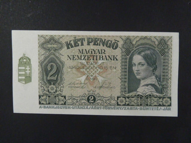Maďarsko, 2 Pengö 15.7.1940 série J 649 bílý papír, Pi. 108, Ba. H2a
