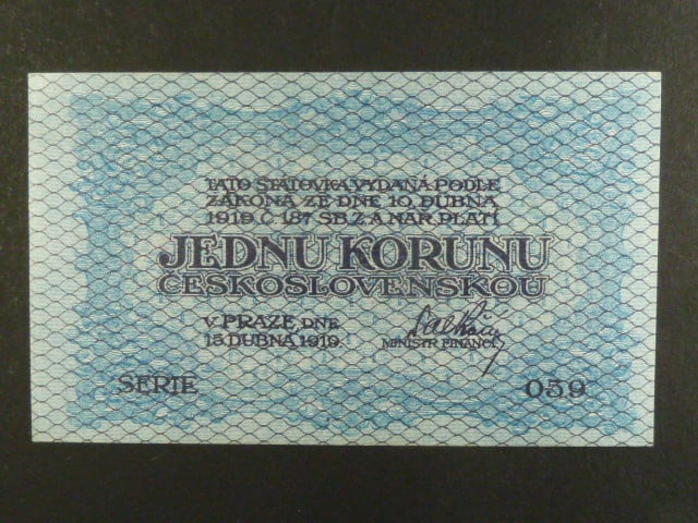 1 Kč 15. 4. 1919, s.059, modrá