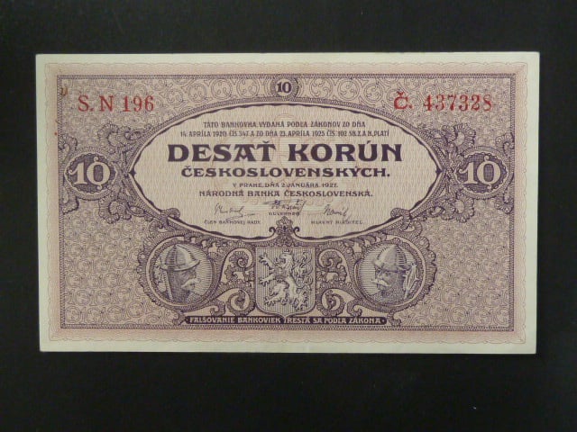 10 Kčs 2.1.1927 série N 196