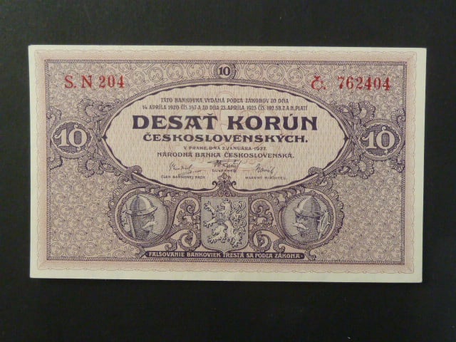 10 Kčs 2.1.1927 série N 204