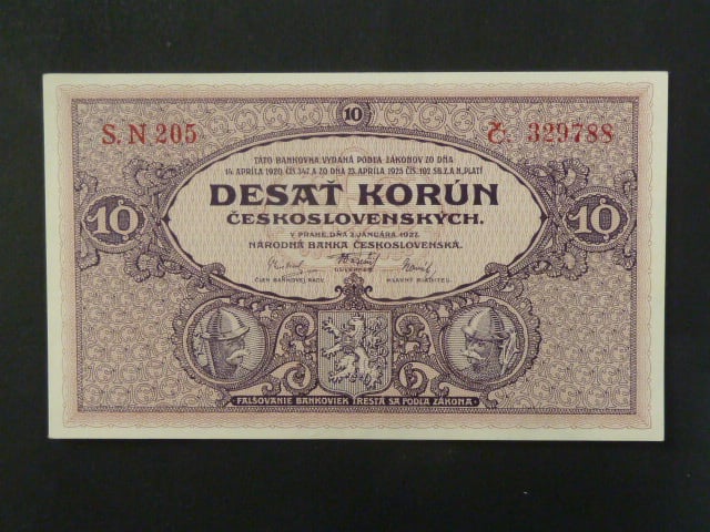 10 Kčs 2.1.1927 série N 205