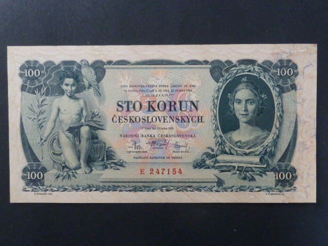 100 Kč 10.1.1931 serie E, I.vydání, nažloutlý papír
