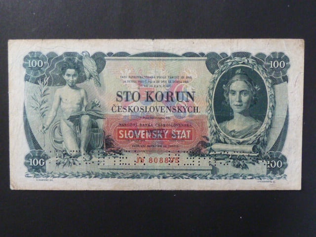 100 Ks 10.1.1931 s přetiskem, série Jb, 2x perf. SPECIMEN dola