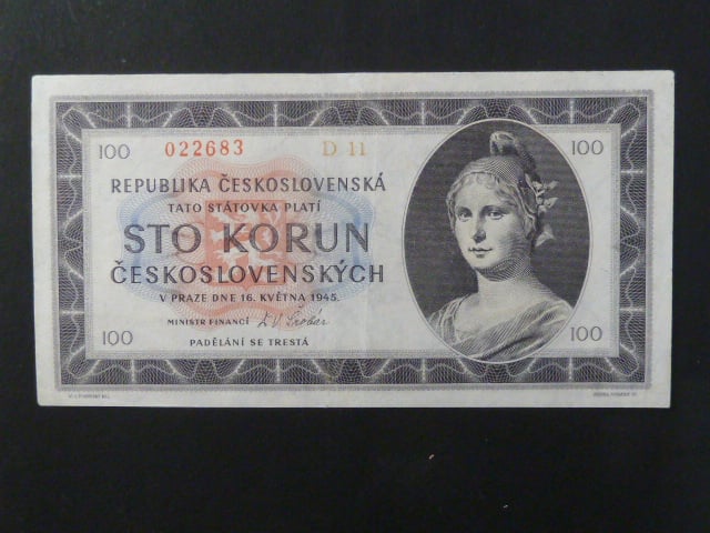 100 Kčs 1945 série D 11