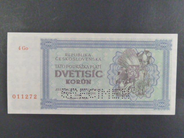 2000 K 1945 série 4Go, perf. SPECIMEN dole, poloha vodoznaku D