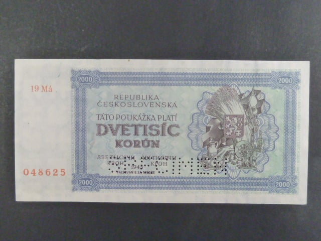 2000 K 1945 série 19Má, perf. SPECIMEN dole, poloha vodoznaku A
