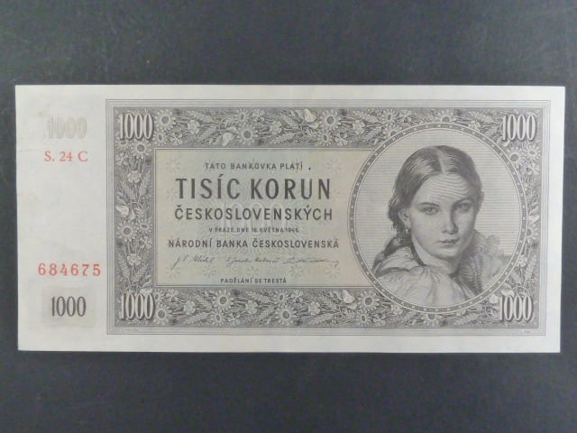 1000 Kčs 16.5.1945 série C 24 s perf. "3md"