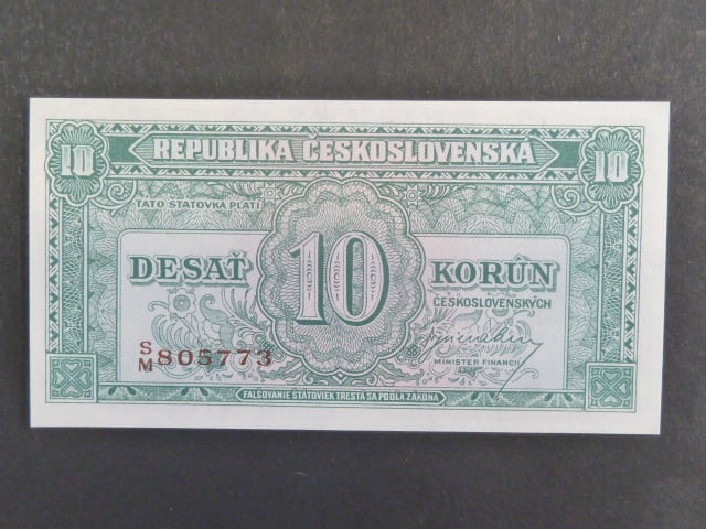 10 Kčs 1945 série S/M - var. hnědý číslovač