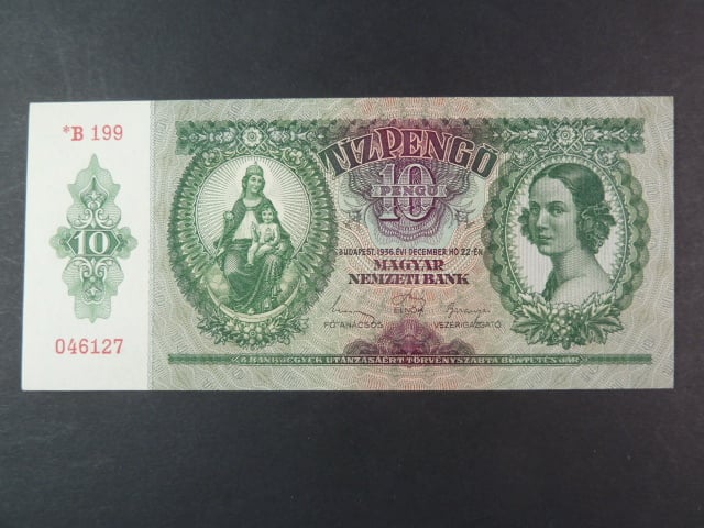 Maďarsko, 10 Pengö 1936 série *B 199 Szálasiho vydání
