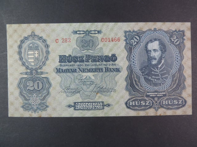 Maďarsko, 20 Pengö 1930 série C 282, Ba. H7, vzácná zachovalost