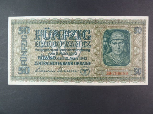 vydání pro okupovanou Ukrajinu 1942, 50 Karbowanez 10.3.1942, Grab. ZWK - 52