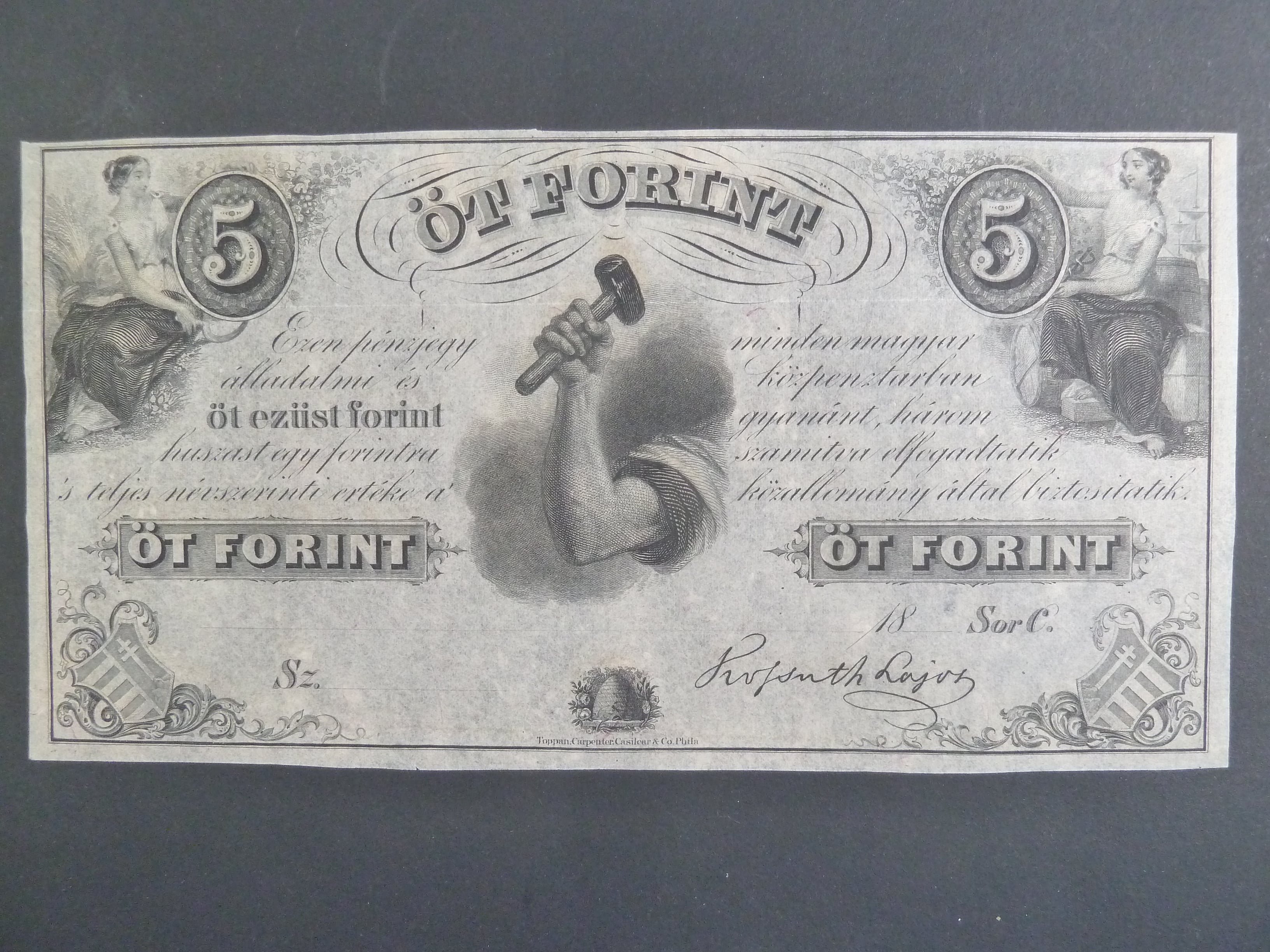 Košutovo exilové vydání, 5 Forint 18xx série C, Ri. 431