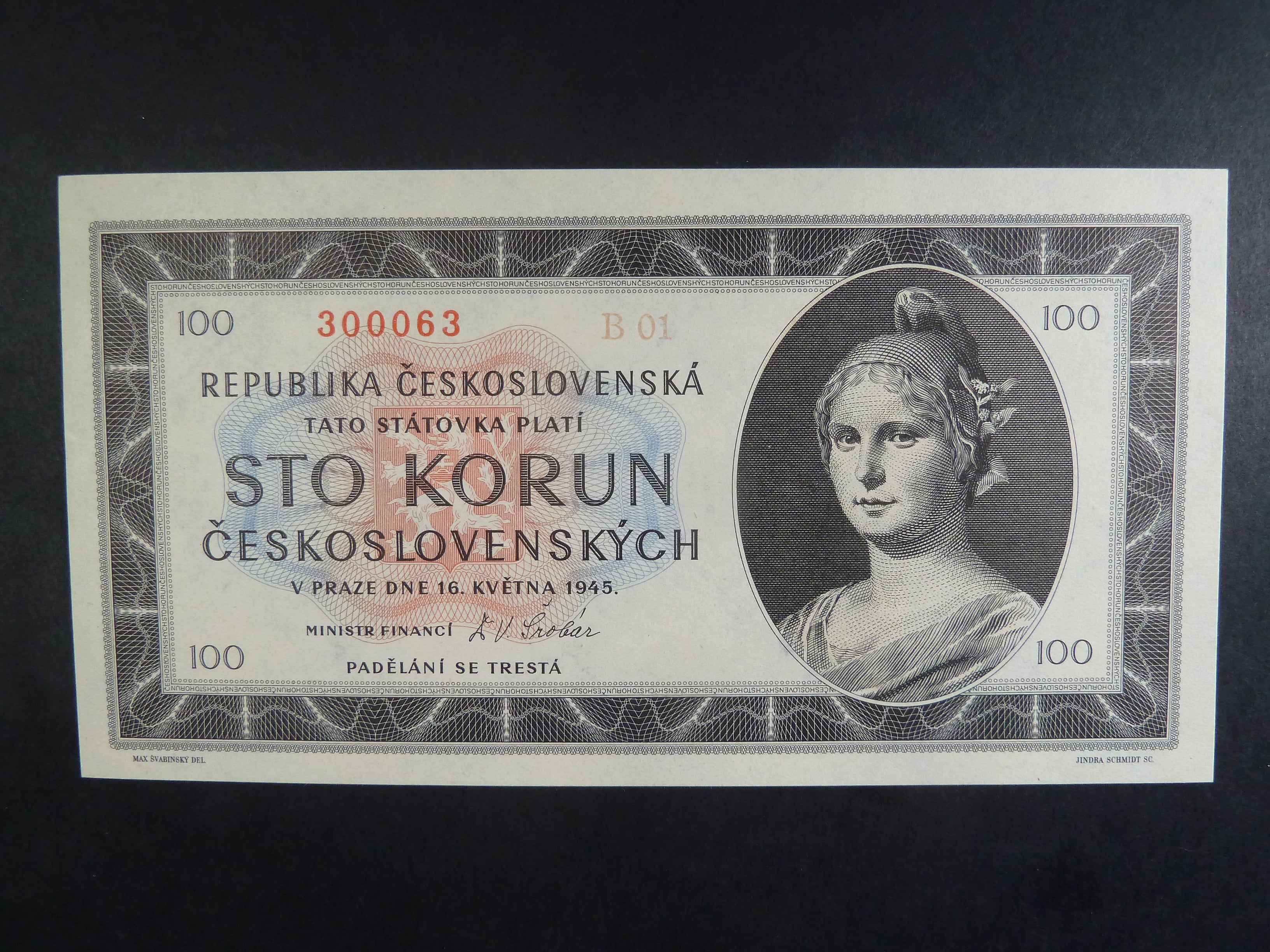 100 Kčs 1945 série B 01