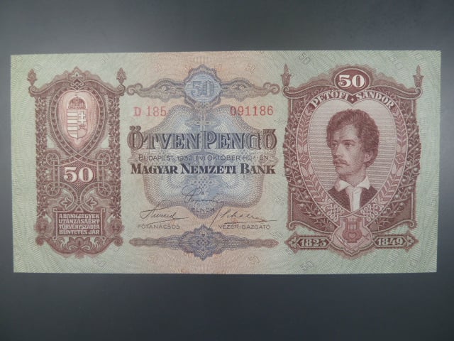 Maďarsko, 50 Pengö 1932 série D 185