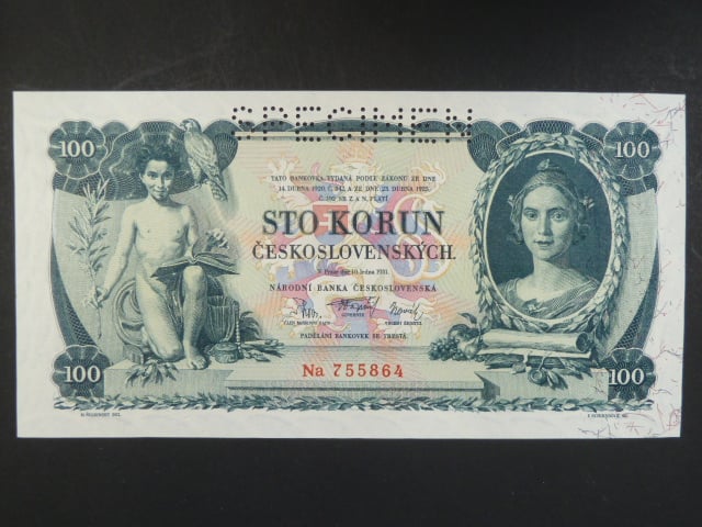 100 Kč 10.1.1931, serie Na, II.vydání, perf. SPECIMEN