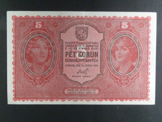 5 Kč 15. 4. 1919 série 0139