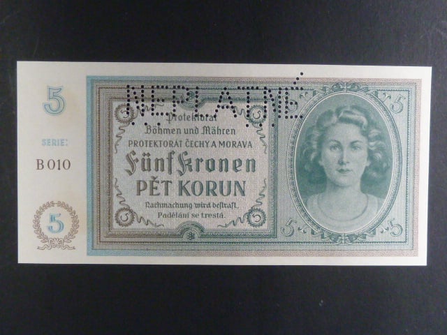 5 K 1940, série B 010, perf. NEPLATNÉ