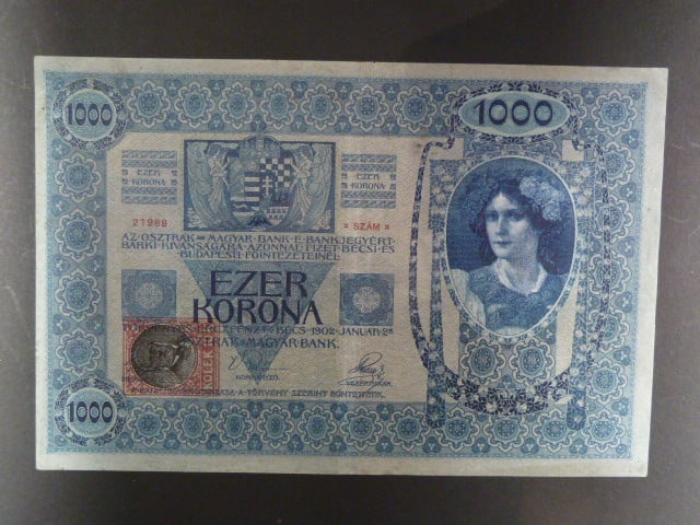 1000 K 1902 série 1230, kolkovaná , typ A2, šedý podtisk