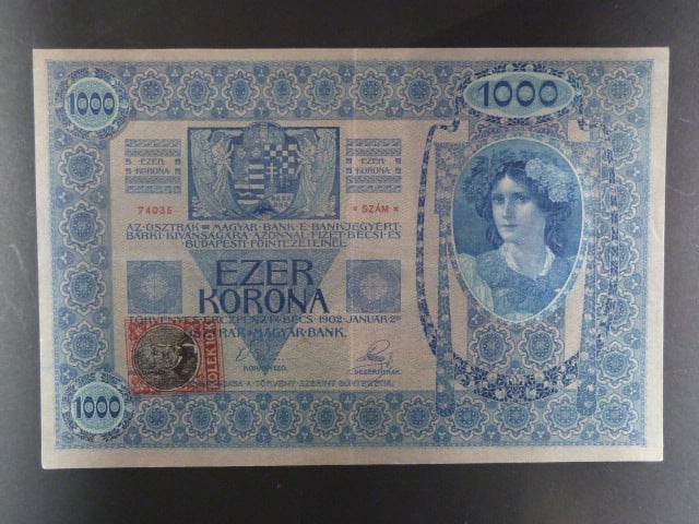 1000 K 1902 série 1227, kolkovaná , typ A3, šedý podtisk