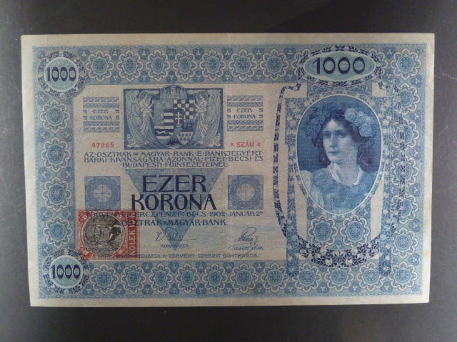 1000 K 1902 série 1208, kolkovaná , typ B1, šedý podtisk