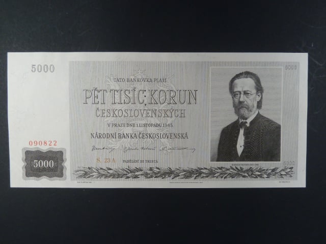 5000 Kčs 1.11.1945 série 23 A, perf. "3md"