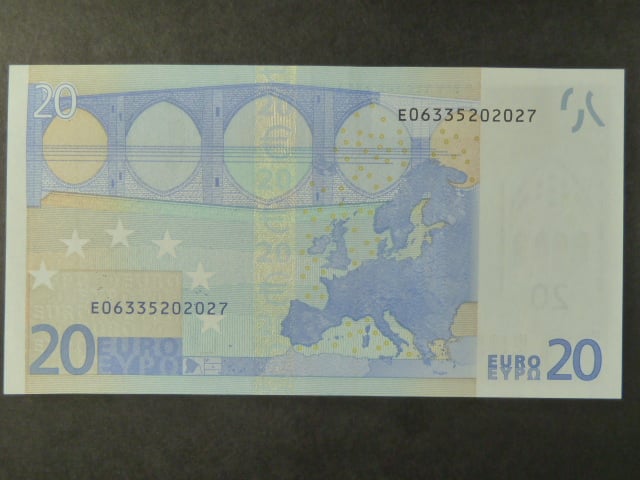 20 Euro 2002 s.E, Slovensko, podpis Jeana-Clauda Tricheta, R028 tiskárna Bundesdruckerei, Německo