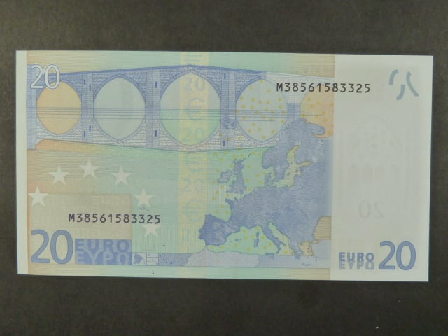 20 Euro 2002 s.M, Portugalsko, podpis Jeana-Clauda Tricheta, U012 tiskárna  Valora - Banco de Portugalsko, Portugalsko