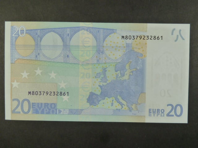 20 Euro 2002 s.M, Portugalsko, podpis Jeana-Clauda Tricheta, U013 tiskárna  Valora - Banco de Portugalsko, Portugalsko