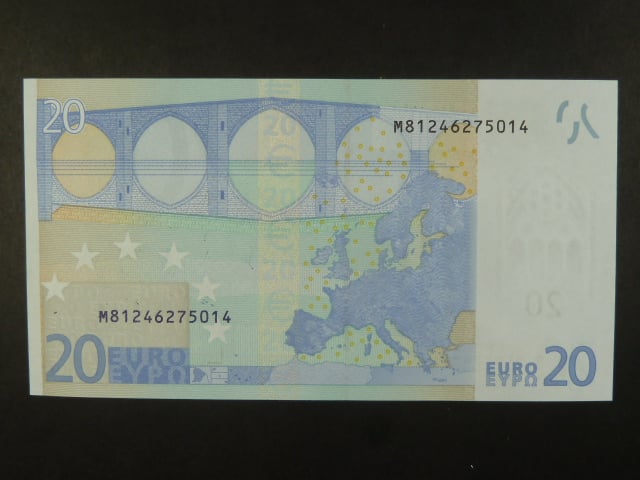 20 Euro 2002 s.M, Portugalsko, podpis Jeana-Clauda Tricheta, U014 tiskárna  Valora - Banco de Portugalsko, Portugalsko