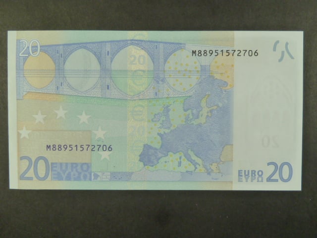 20 Euro 2002 s.M, Portugalsko, podpis Jeana-Clauda Tricheta, U023 tiskárna  Valora - Banco de Portugalsko, Portugalsko
