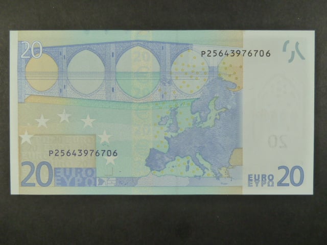 20 Euro 2002 s.P, Holandsko, podpis Jeana-Clauda Tricheta, G015 tiskárna Koninklijke Joh. Enschedé, Holandsko